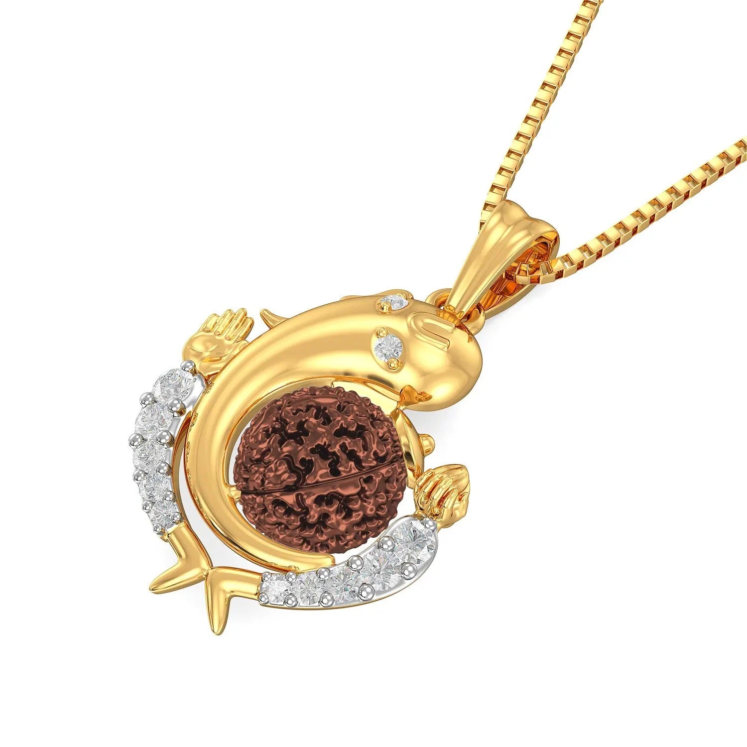 Divine 18K Gold Plated Khatu Shyam Ji Pendant Necklace with Moissanite Diamonds
