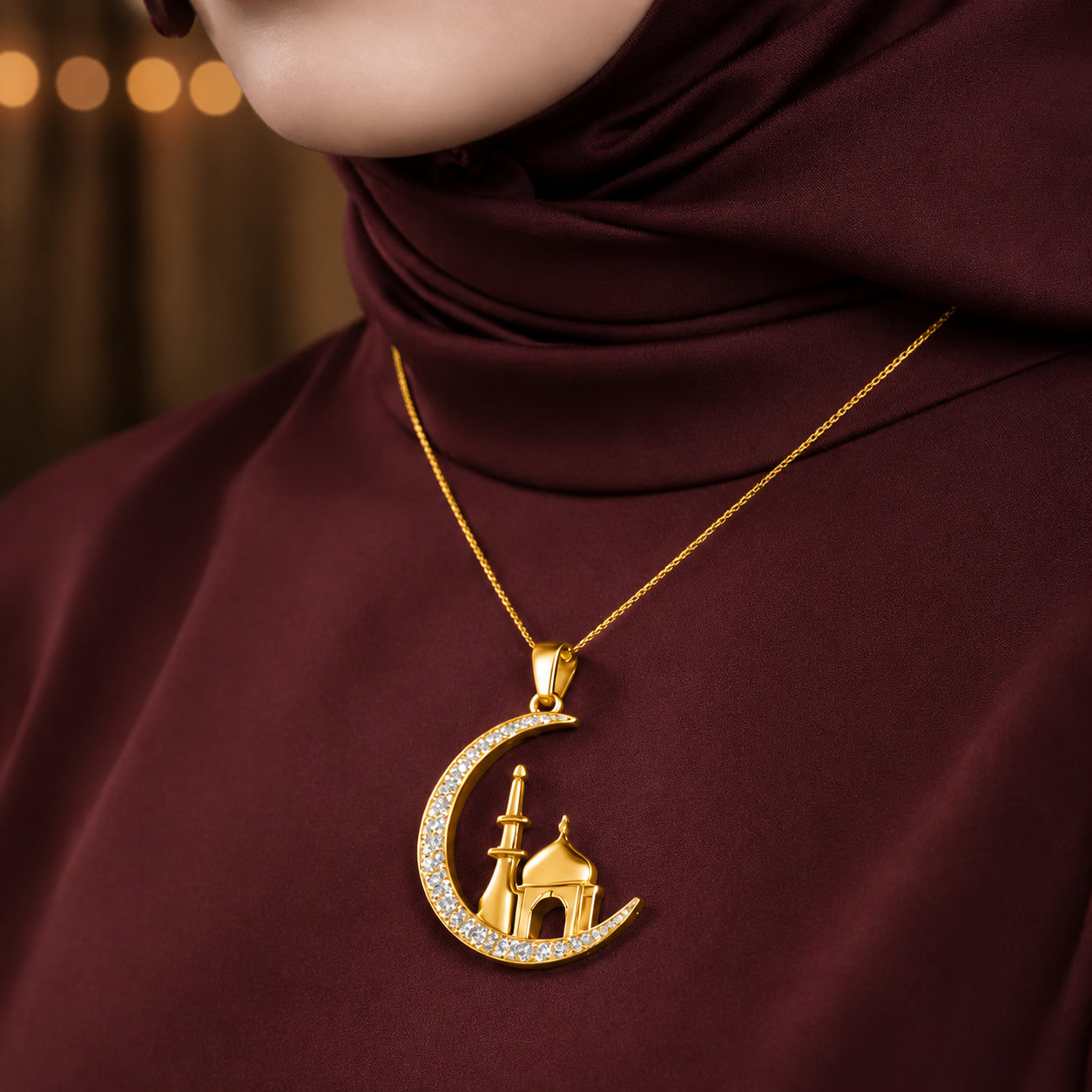 Minaret 18K Gold Plated  Moissanite Diamond Pendant