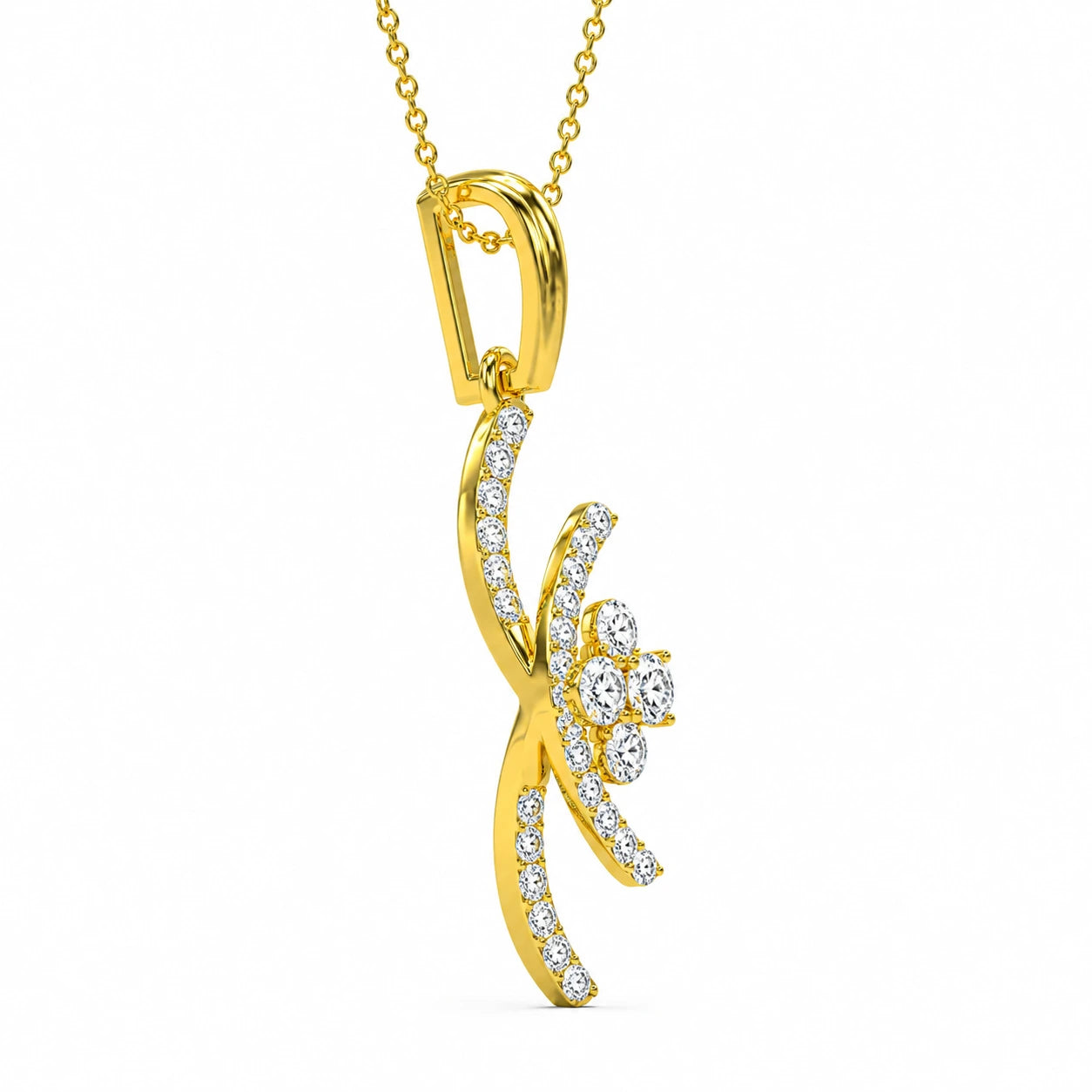 Lya Oval Fleur 18K Gold Plated Moissanite Diamond  Diamond Pendant
