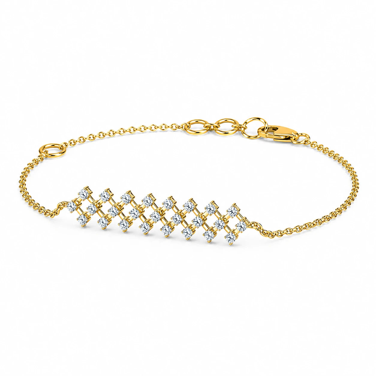Fence Mesh 18K Gold Plated Moissanite Diamond Bracelet