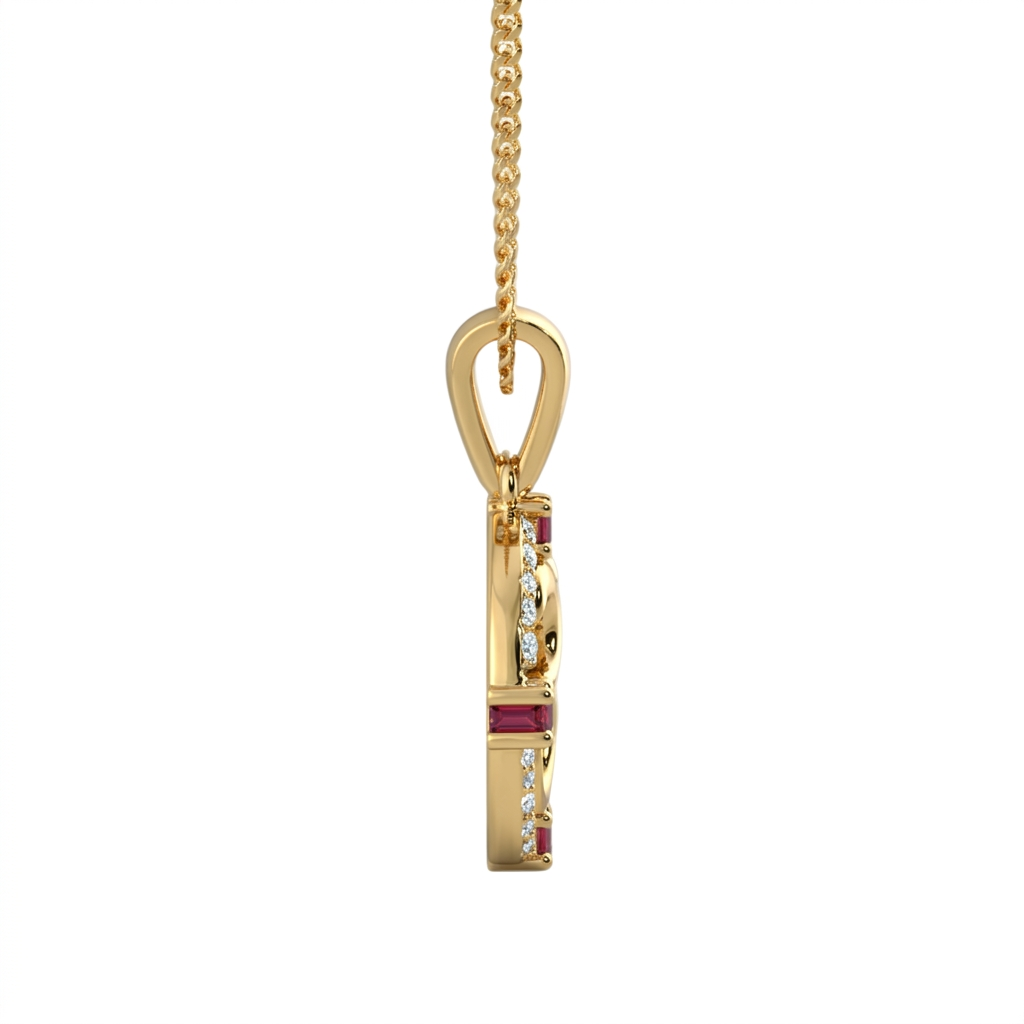 Divine 18K Gold Plated Radhe Radhe Calligraphy Pendant with Moissanite Diamonds