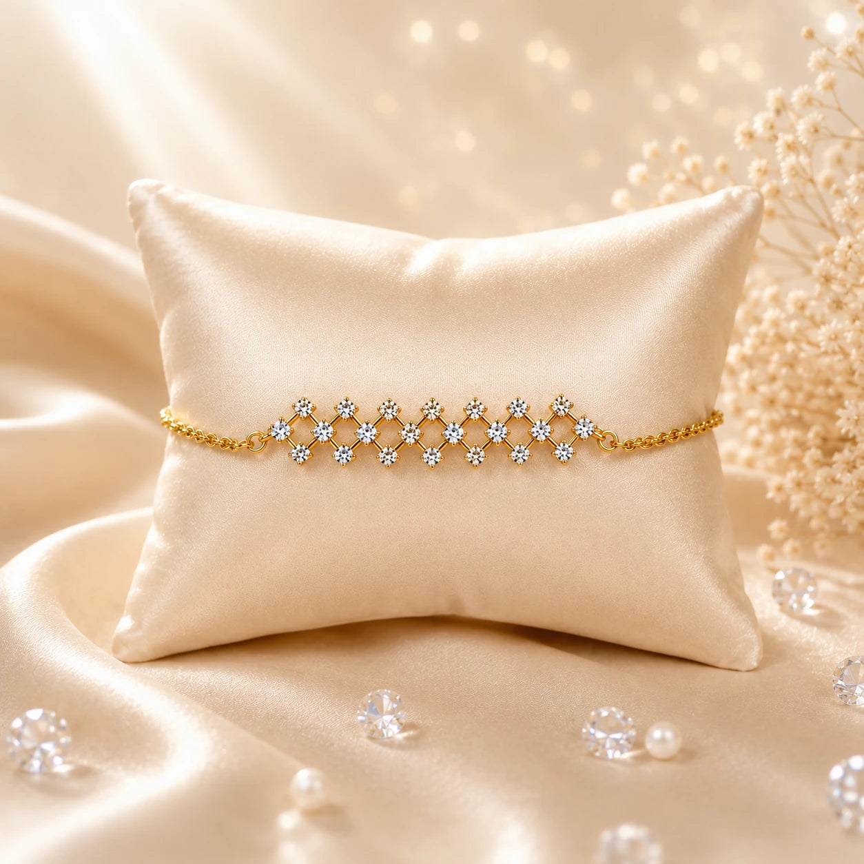 Fence Mesh 18K Gold Plated Moissanite Diamond Bracelet