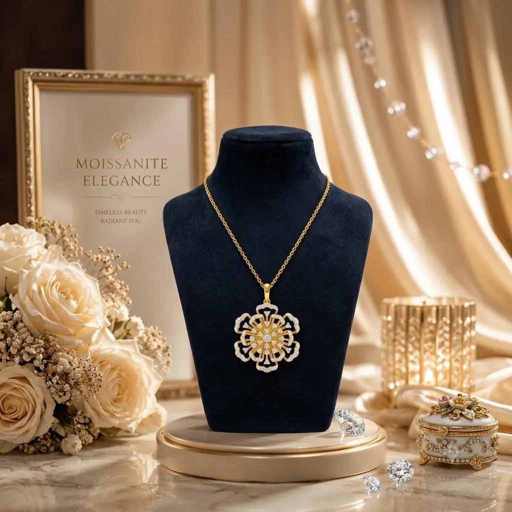 Valeria Flora Moissanite 18K Gold Plated Moissanite Diamond Pendant