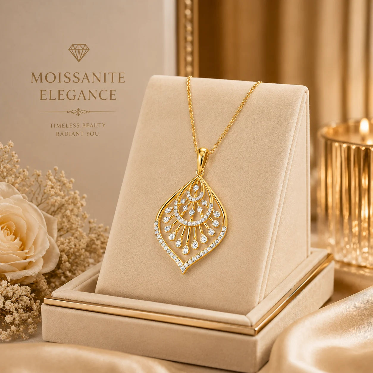 Magnificent Yana 18K Gold Plated Moissanite Diamond Pendant