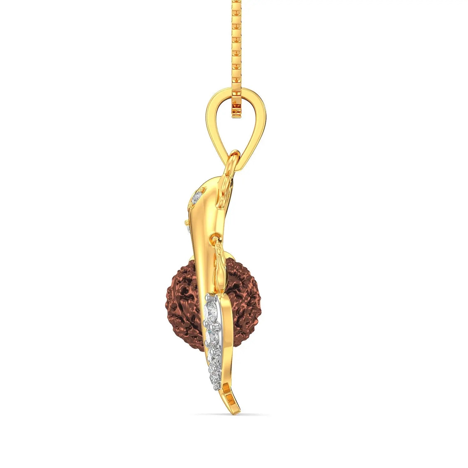 Divine 18K Gold Plated Khatu Shyam Ji Pendant Necklace with Moissanite Diamonds