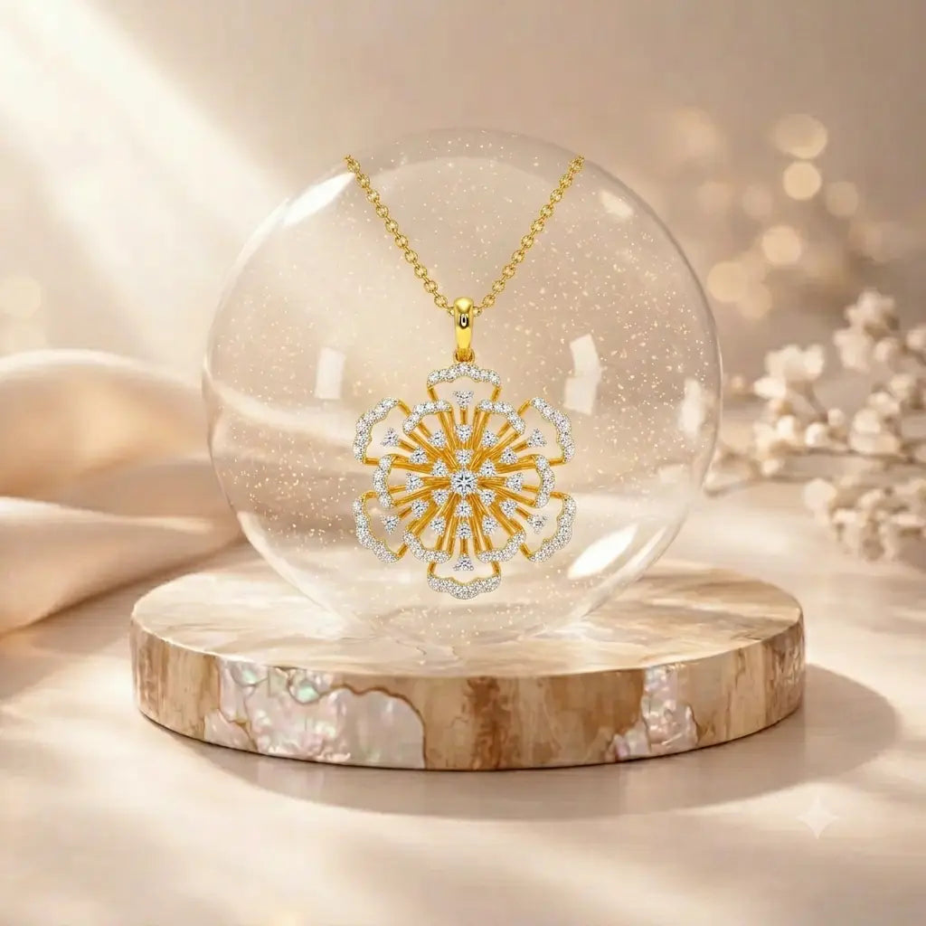 Valeria Flora Moissanite 18K Gold Plated Moissanite Diamond Pendant