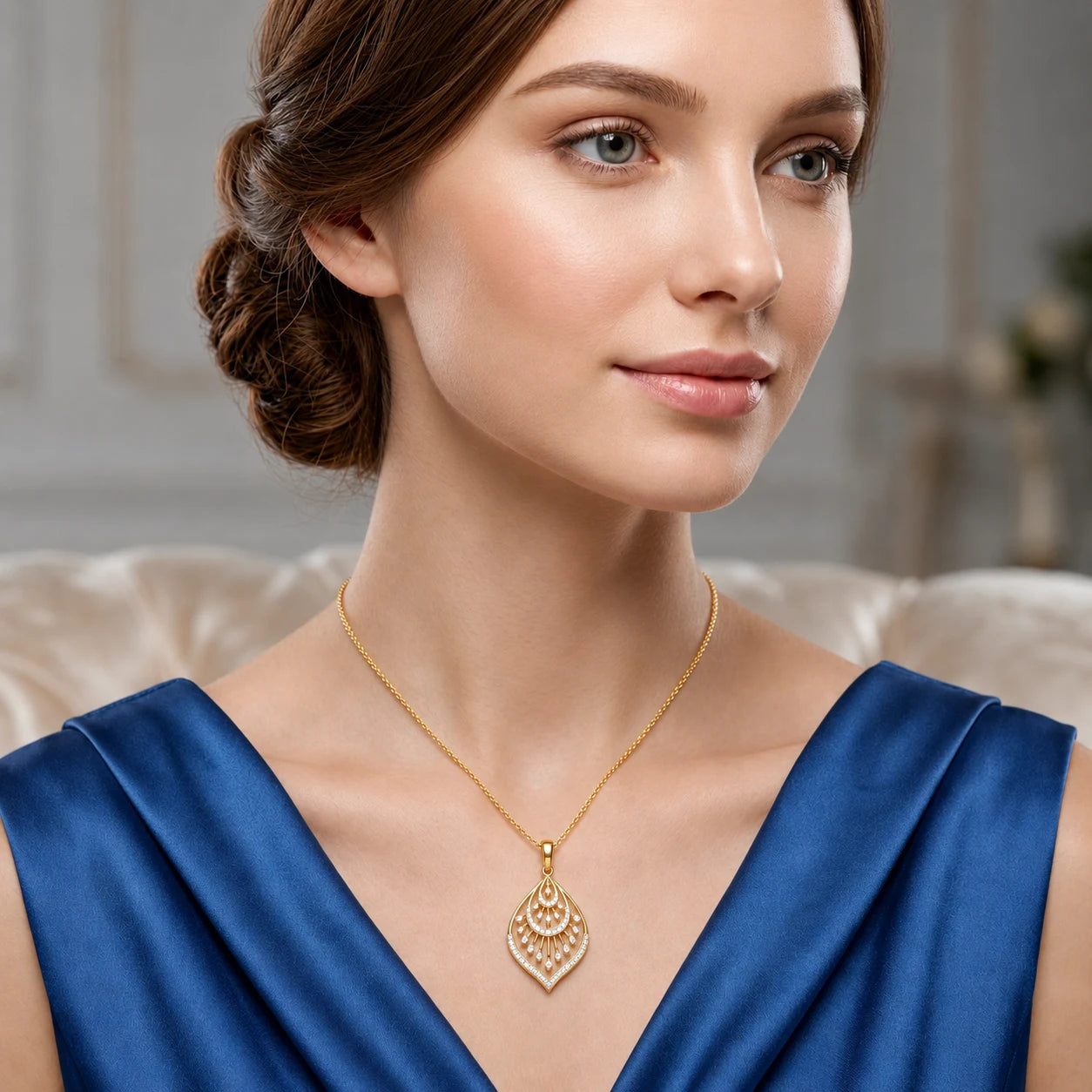 Magnificent Yana 18K Gold Plated Moissanite Diamond Pendant