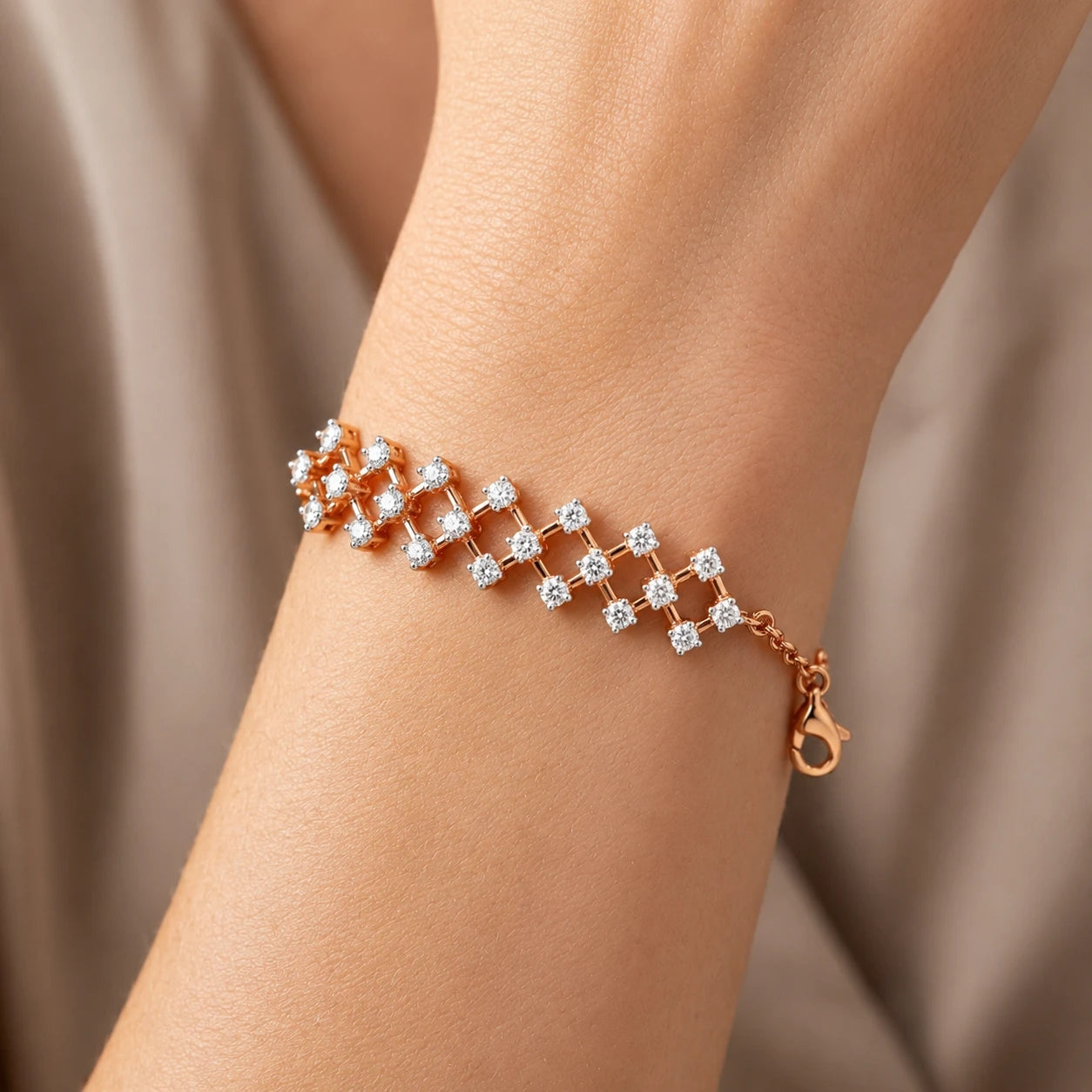 Fence Mesh 18K Gold Plated Moissanite Diamond Bracelet