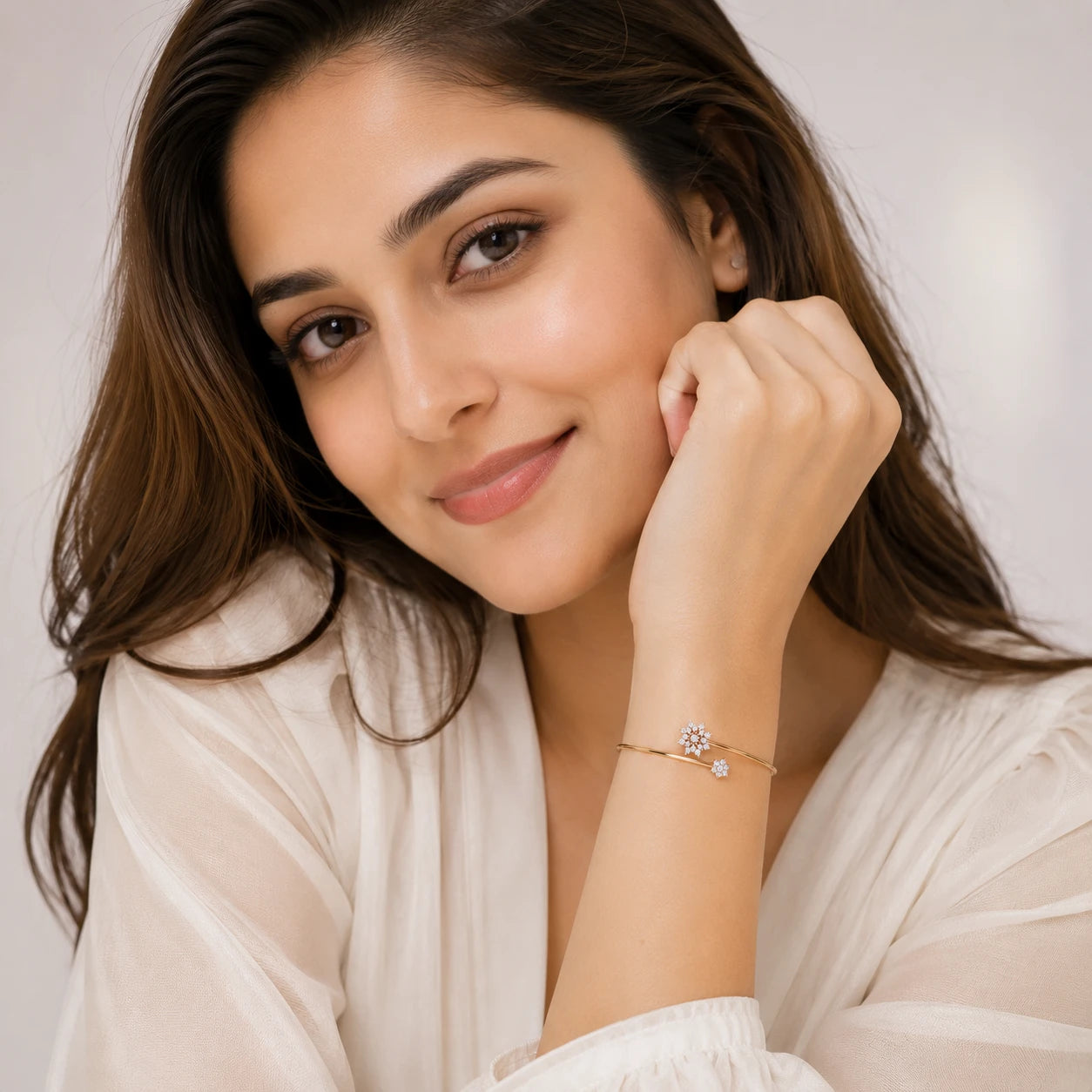Aiman Luminous Floret 18K Gold Plated Moissanite Diamond  Bracelet