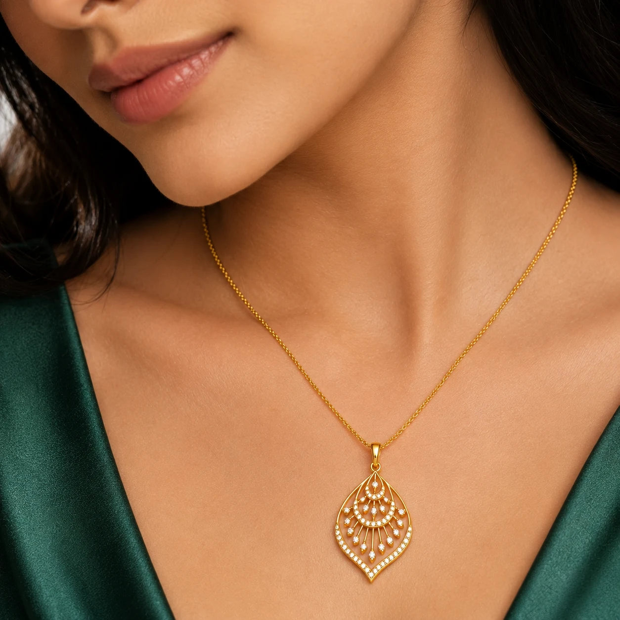 Magnificent Yana 18K Gold Plated Moissanite Diamond Pendant