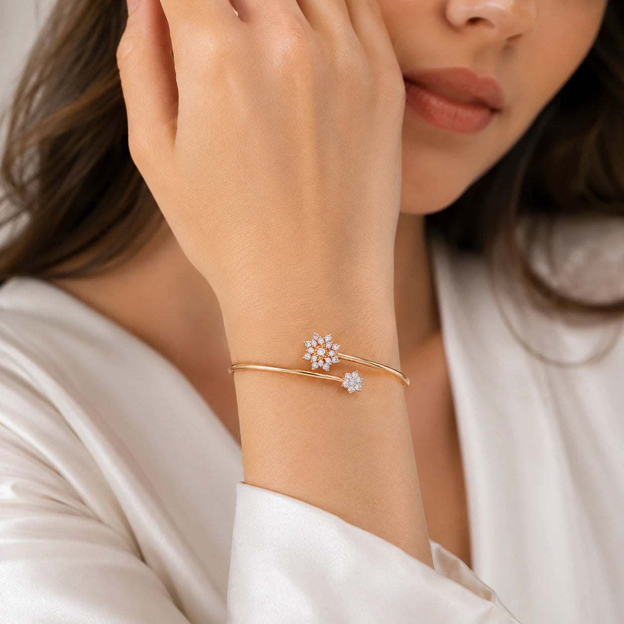 Aiman Luminous Floret 18K Gold Plated Moissanite Diamond  Bracelet