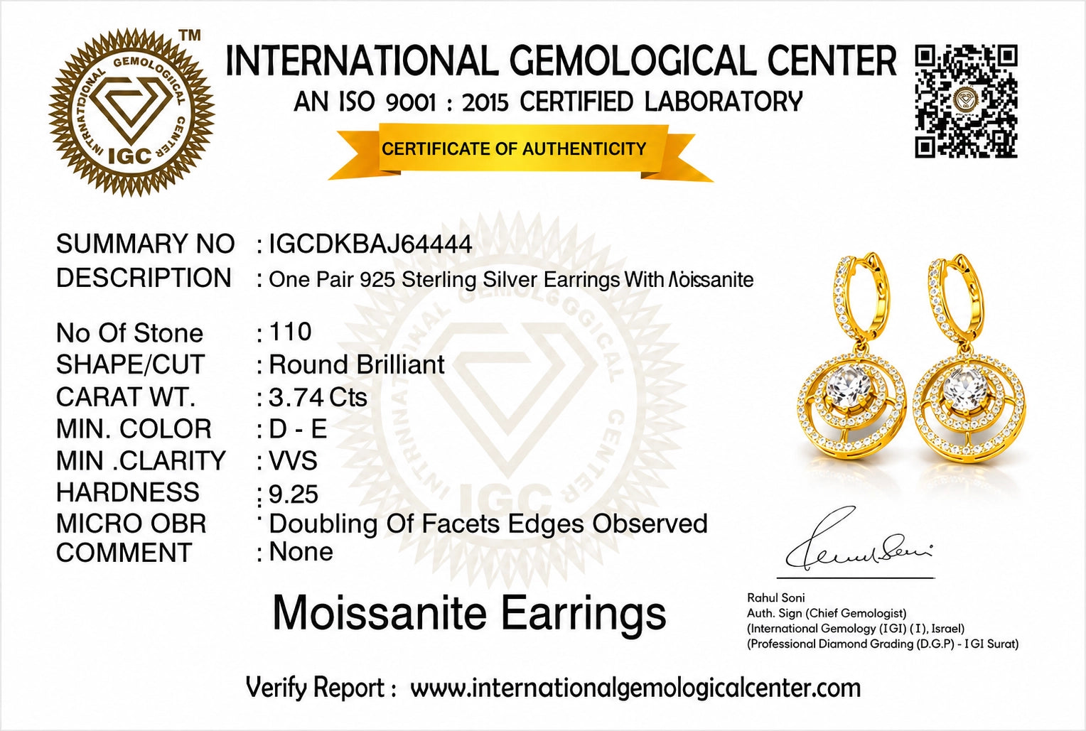 Nova Halo 18K Gold Plated Moissanite Diamond Drop Earrings