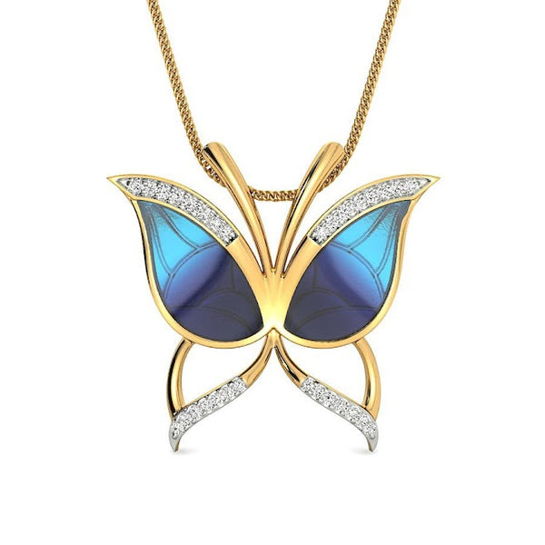 Blue Dragonfly Moissanite Diamond Pendant