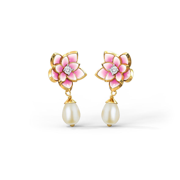 Glorious Pearl Moissanite Diamond Drops Earrings