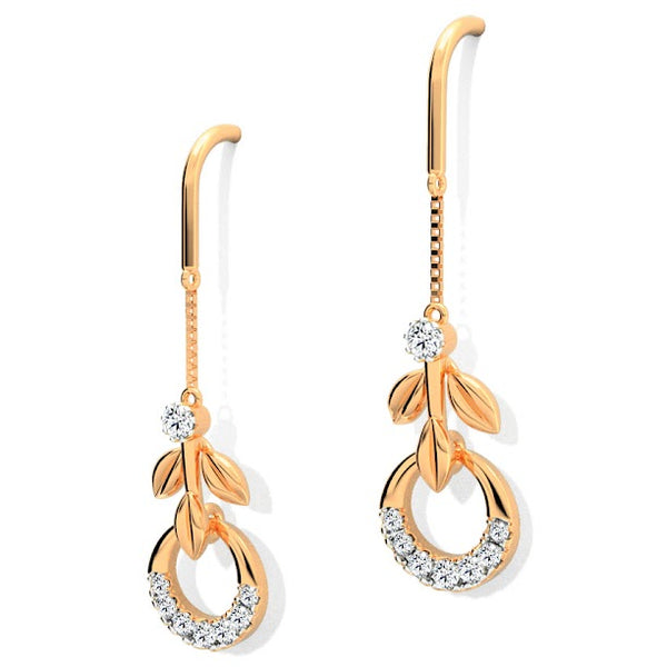 Shiny Circle Petal Moissanite Diamond Sui Dhaga Earrings