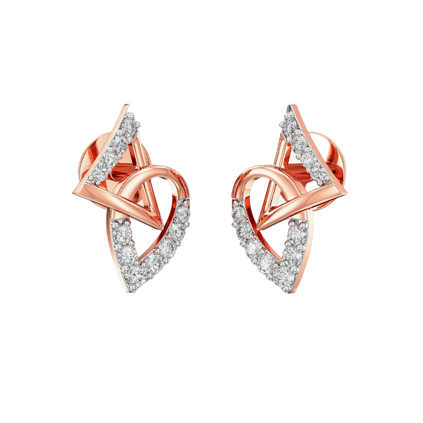 Aronia Leaf Triangular Moissanite Diamond Studs Earrings