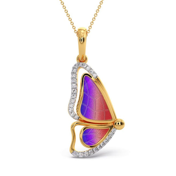 Single Wing Butterfly Moissanite Diamond Pendant