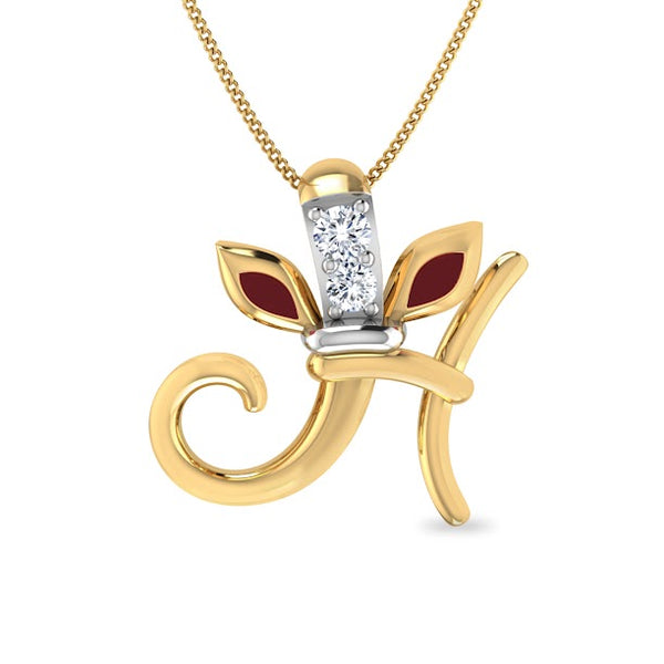 Initial H Gajamukha Diamond Moissanite Diamond Pendant