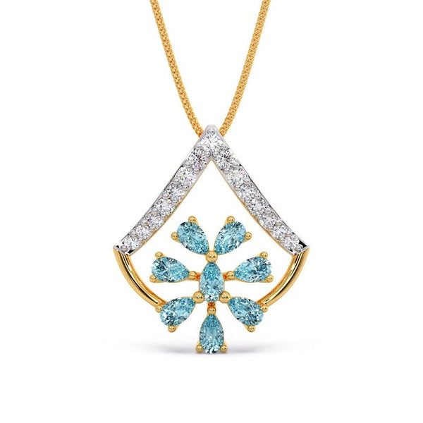 Solange Aqua Quad Moissanite Diamond Pendant