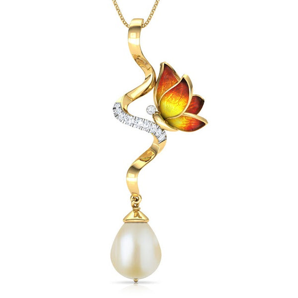 Orange Butterfly Moissanite Diamond Pendant