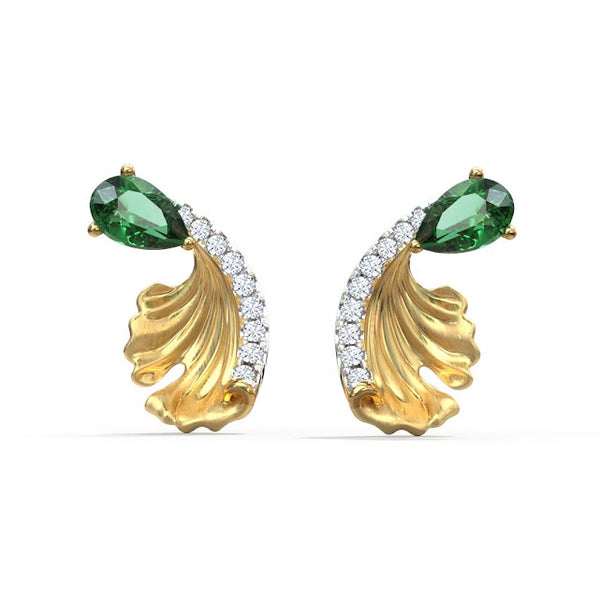 Olive Ginkgo Moissanite Diamond Studs Earrings