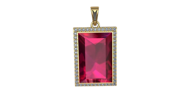 Baguette Ruby Moissanite Diamond Pendant