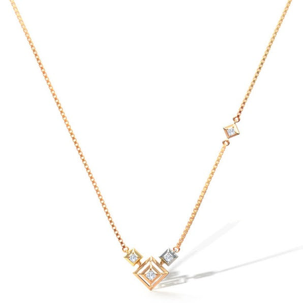 Triple Lozenges Moissanite Diamond Necklace