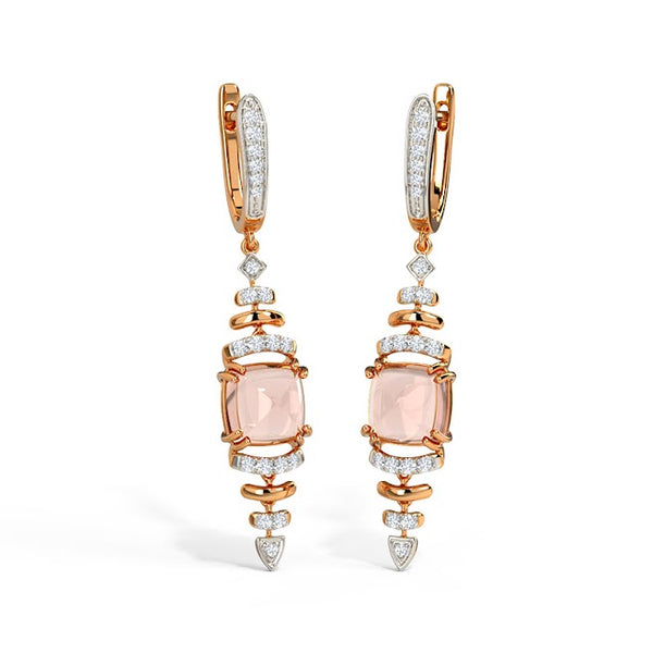 Ashley Quartz Moissanite Diamond Drop Earrings