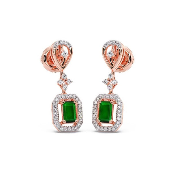 Chava Emerald Moissanite Diamond Drops Earrings