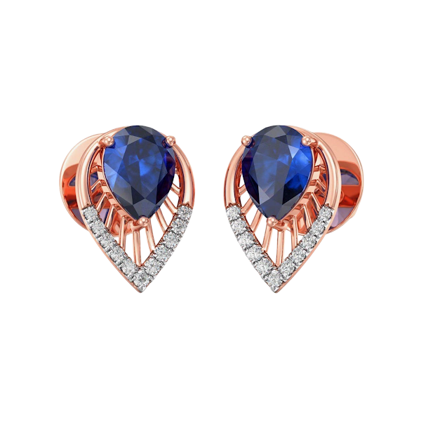 Foliage Sapphire Moissanite Diamond Stud Earrings