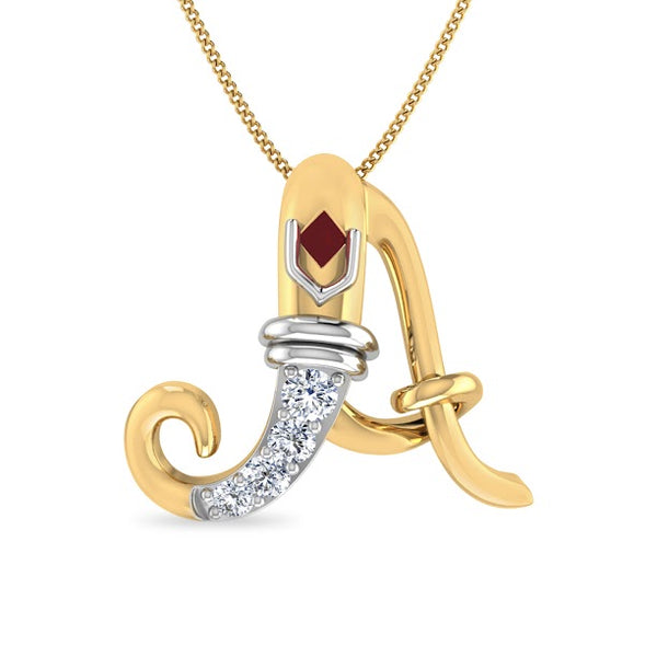 Initial A Gajamukha Diamond Moissanite Diamond Pendant