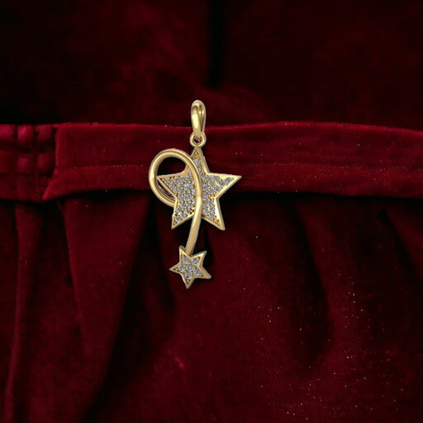 Blazing Twin Star Moissanite Diamond Pendant