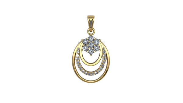 Rubina Elliptic Fleur Moissanite Diamond Pendant