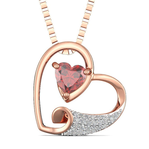 Ruby Heart Beat Moissanite Diamond Casual Pendant