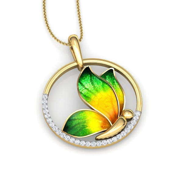 Exquisite Yellow Butterfly Moissanite Diamond Casual Pendant