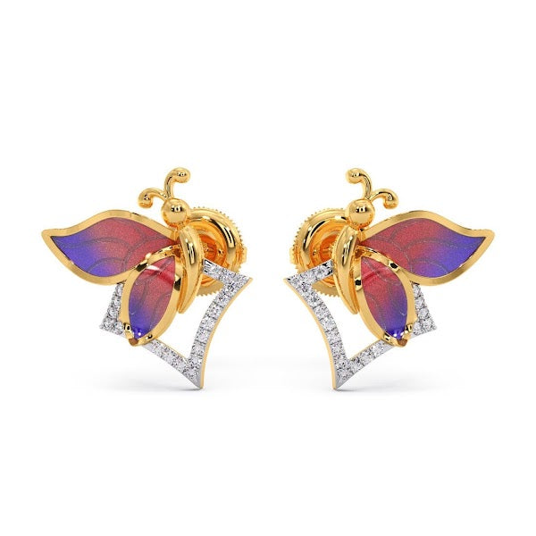 Elke Pink Butterfly Moissanite Diamond Stud Earrings