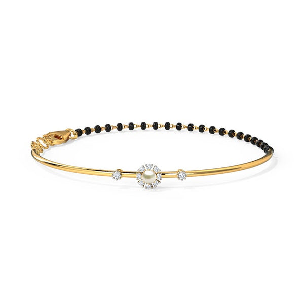 Paisley Pearl Moissanite Diamond Mangalsutra Cum Bracelet