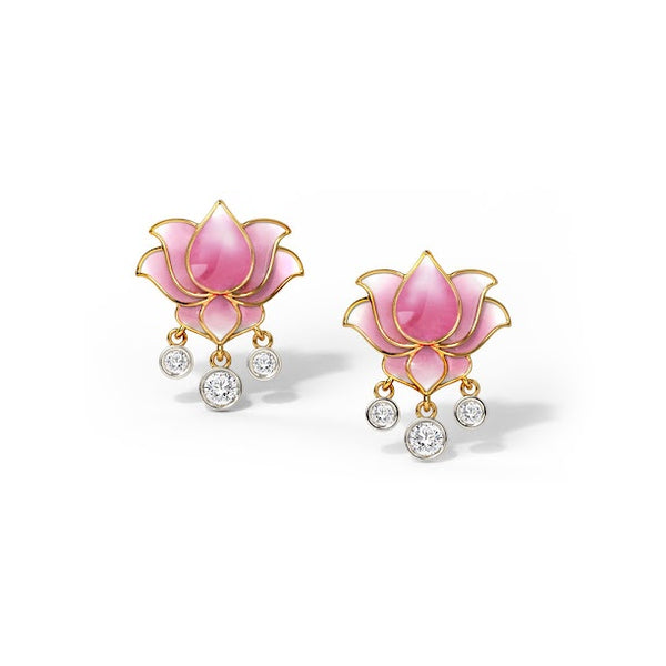 Petite Lotus Moissanite Diamond Studs Earrings