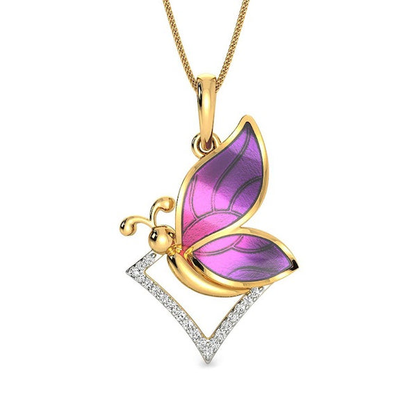 Elke Pink Butterfly Moissanite Diamond Pendant