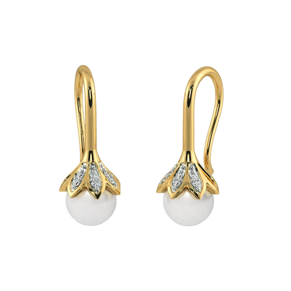 Aria Pearl Moissanite Diamond Hoops Earrings