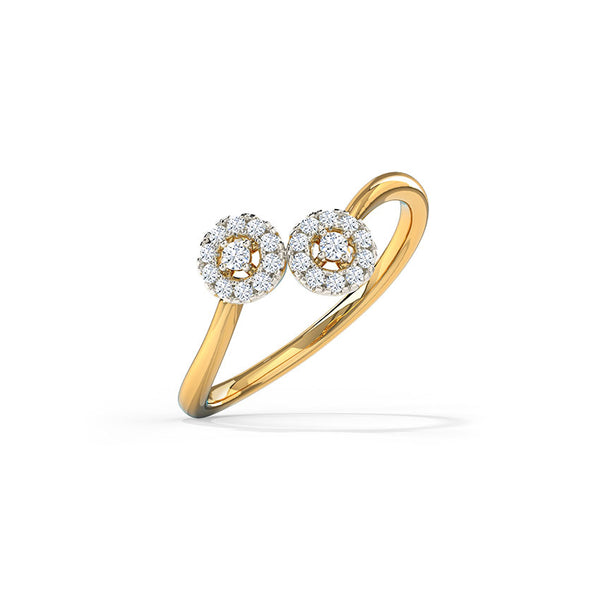 Twins Halo Moissanite Diamond Engagement Ring