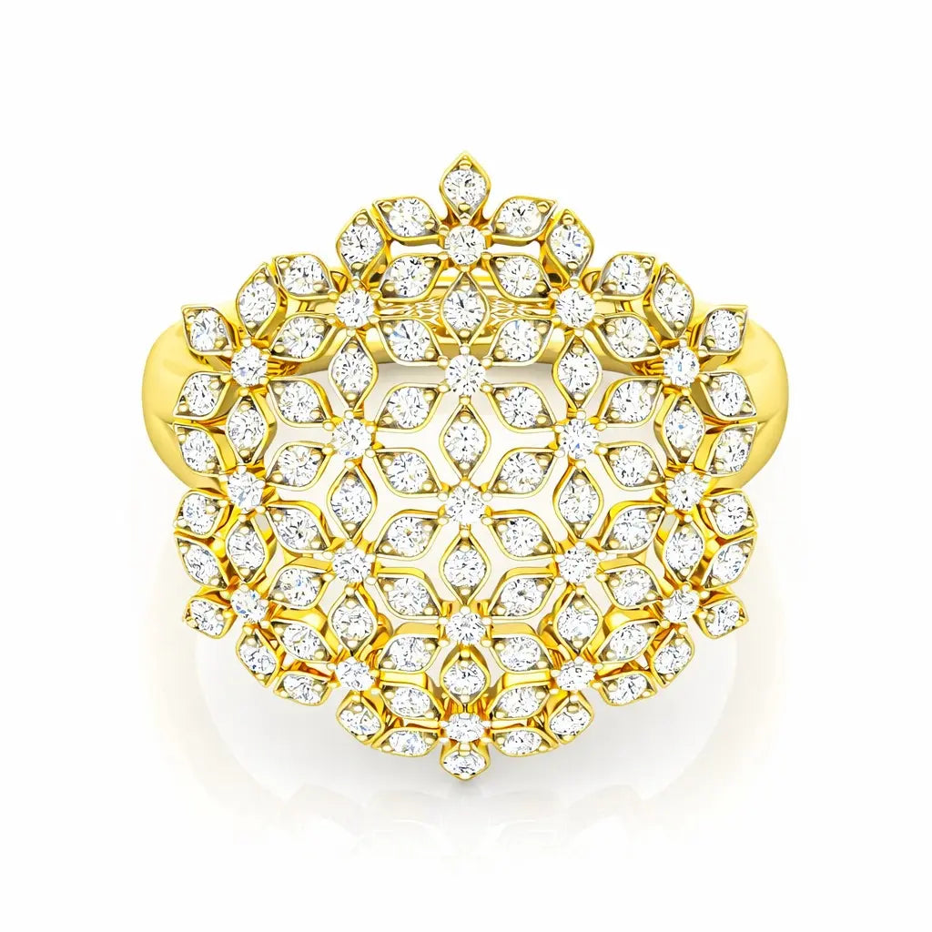 Gold and diamond brooch on a white background